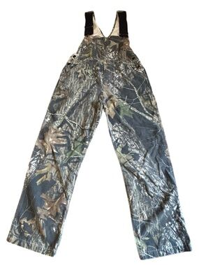 Vintage Mossy Oak Camo Bib Overalls Youth L Hunting Outdoor